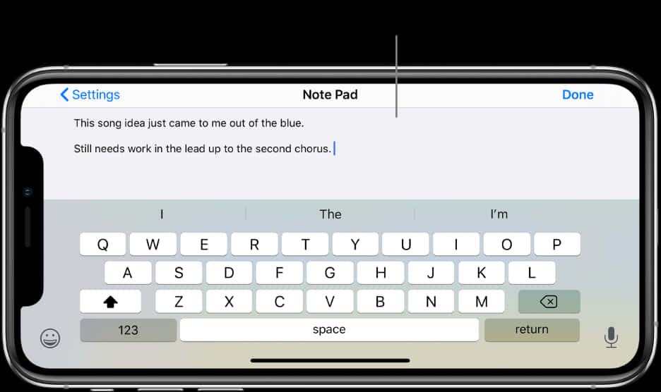 iPhone12 Notepad Uygulaması Şarkı Yazma Duvar Kağıdı