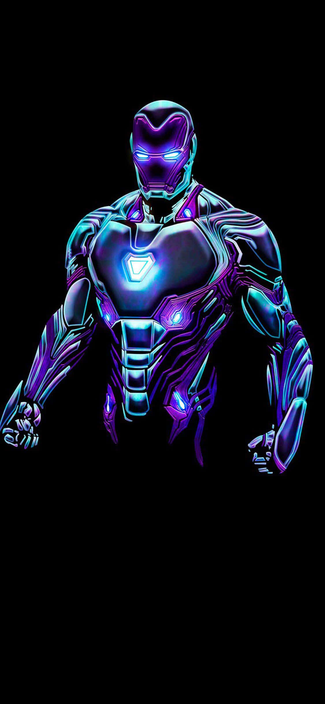 Iron Man Neon Mor iPhone X Duvar Kağıdı