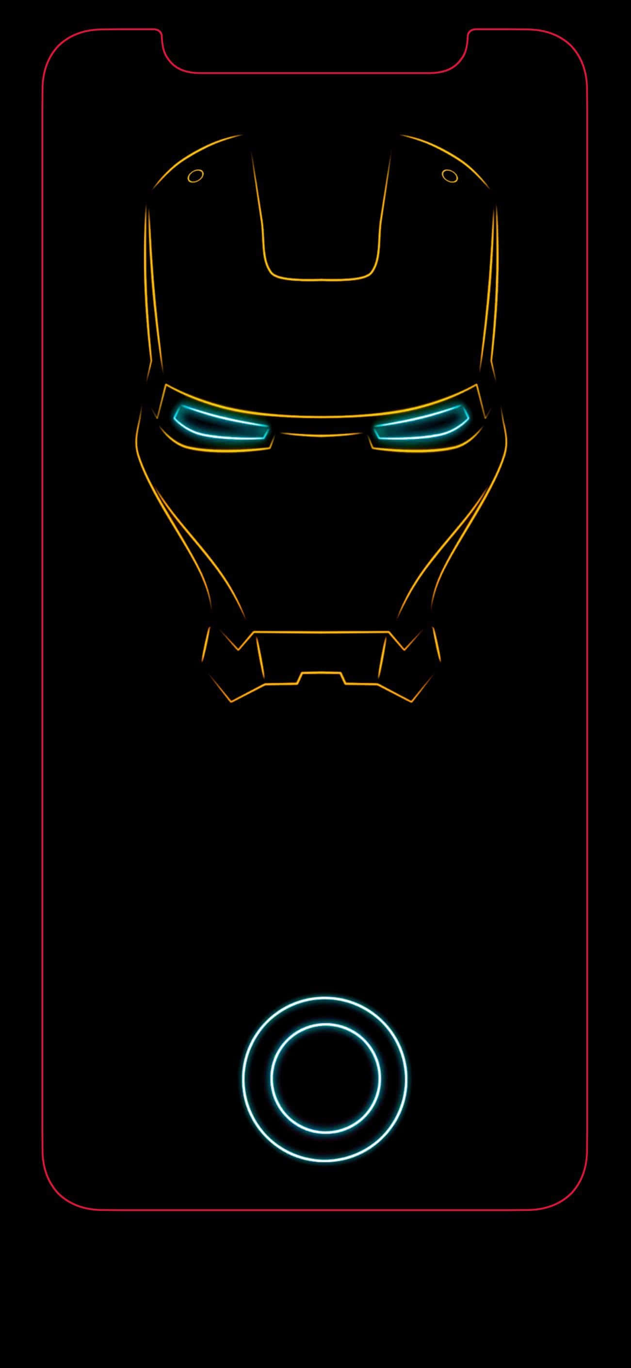 Iron Man Neon Siyah Zemin Üzerinde iPhone X Duvar Kağıdı