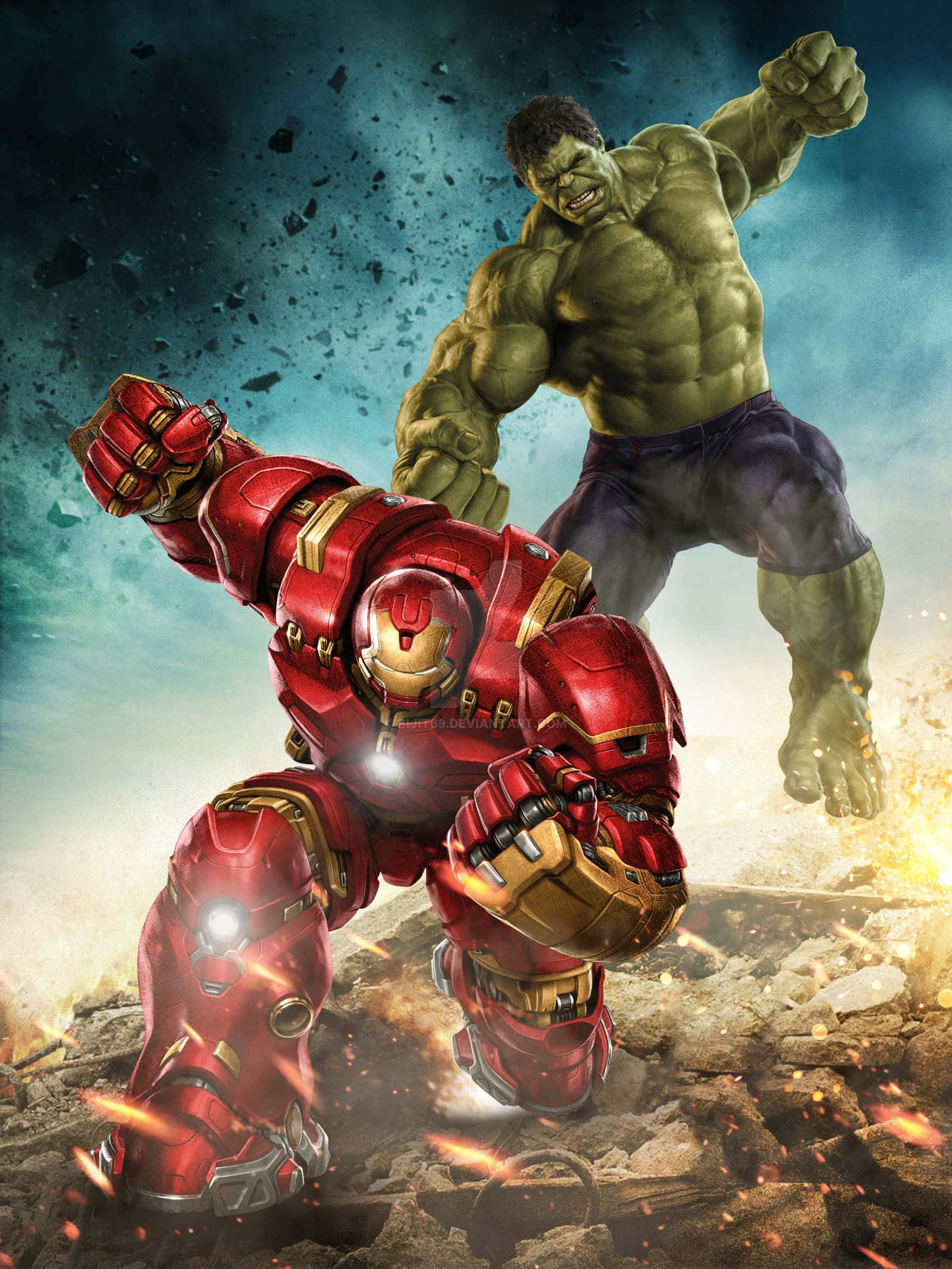 Iron Man ve Hulk epik bir savaşta karşı karşıya Duvar Kağıdı