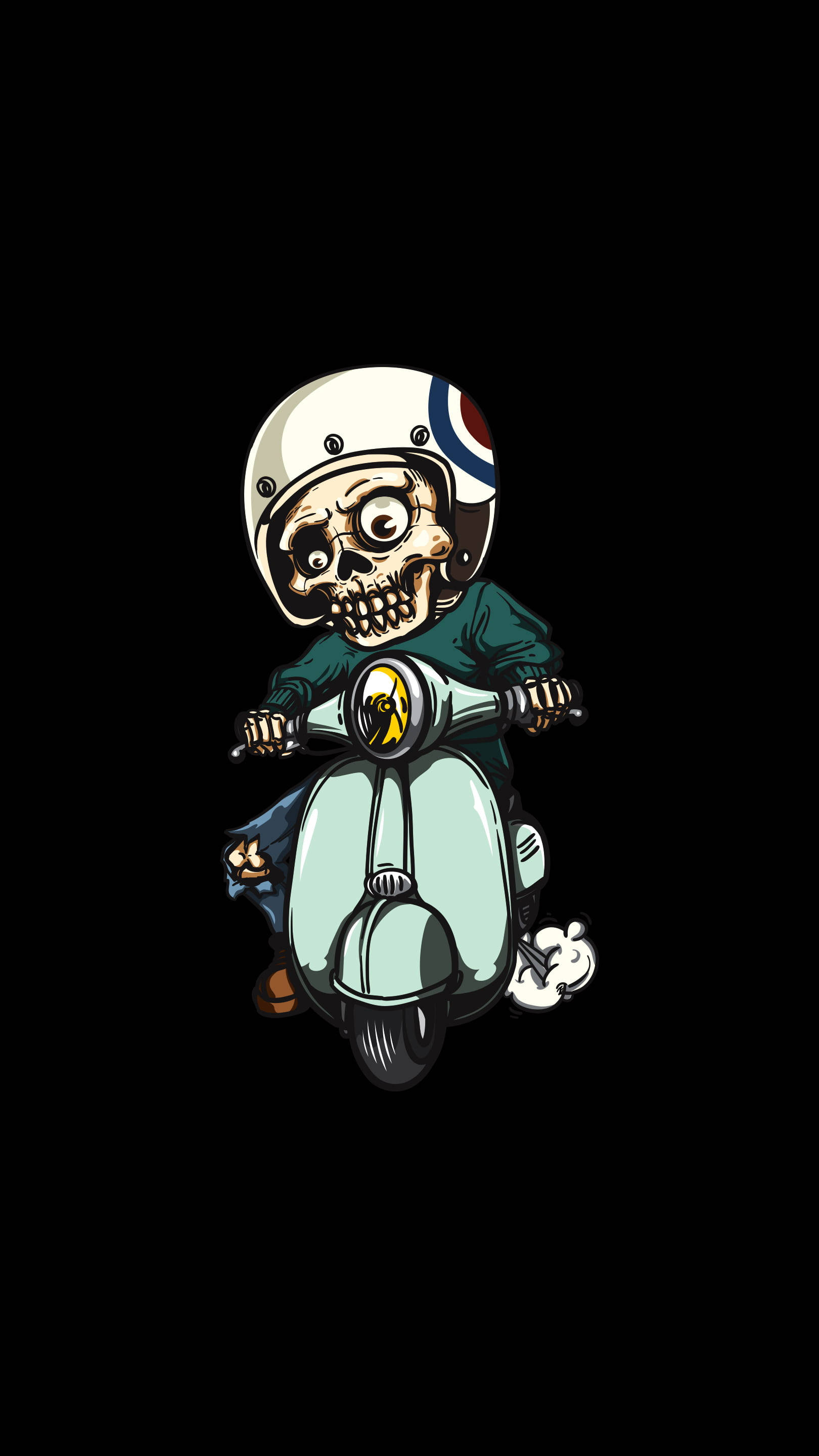 İskeletli Scooter Sürücüsü HD Dövme Duvar Kağıdı