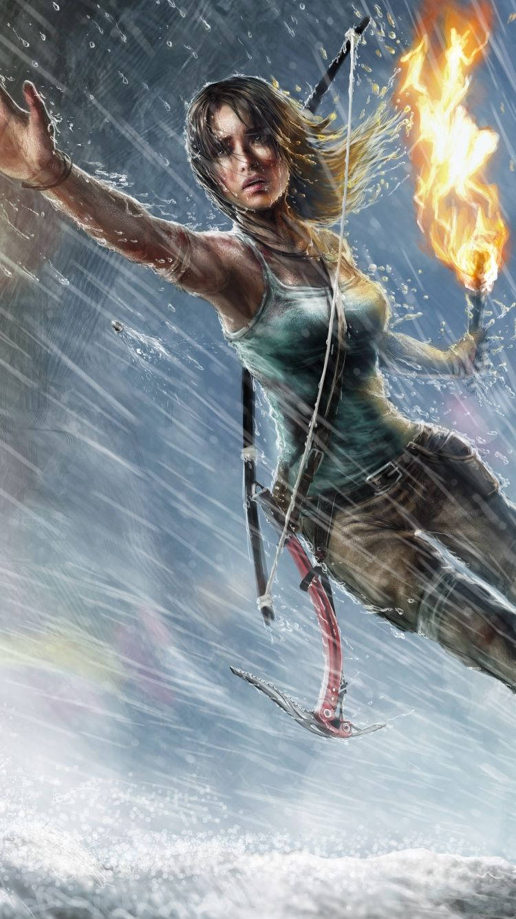 Işıklı Meşale Tomb Raider iPhone Duvar Kağıdı