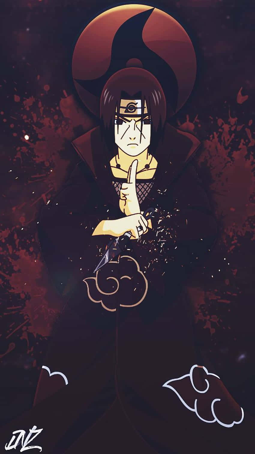 Itachi Mangekyou Sharingan Kırmızı Boya Sıçraması Duvar Kağıdı