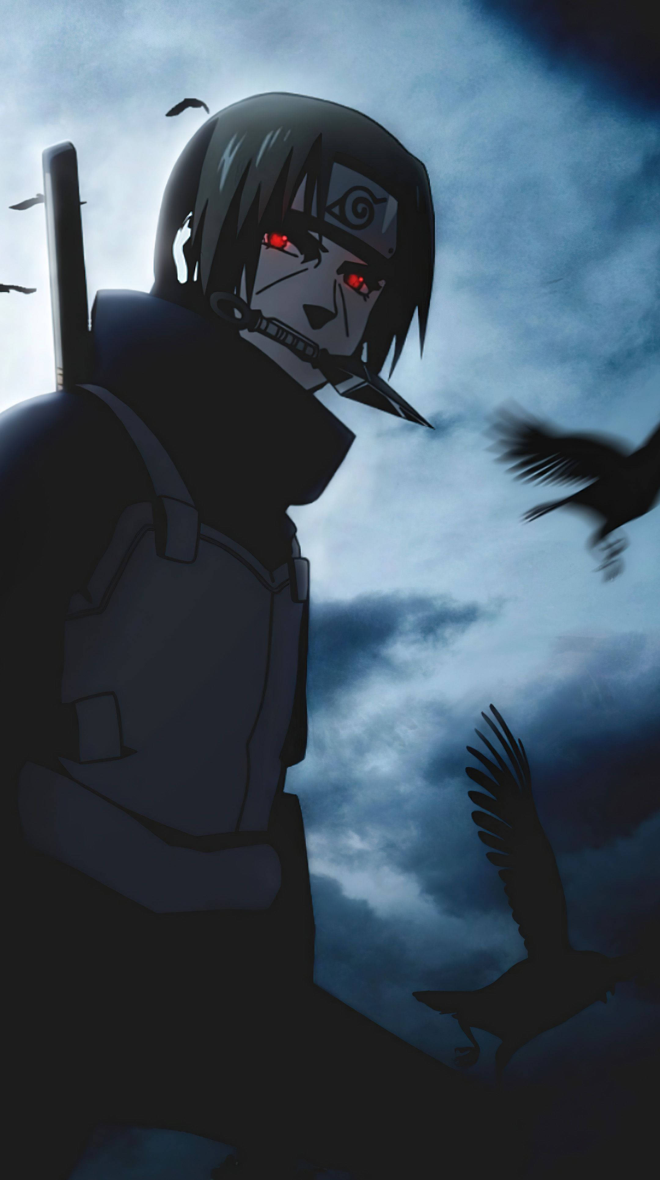 Itachi Telefon Paylaşan Gözler Kara Kuzgunlar Duvar Kağıdı