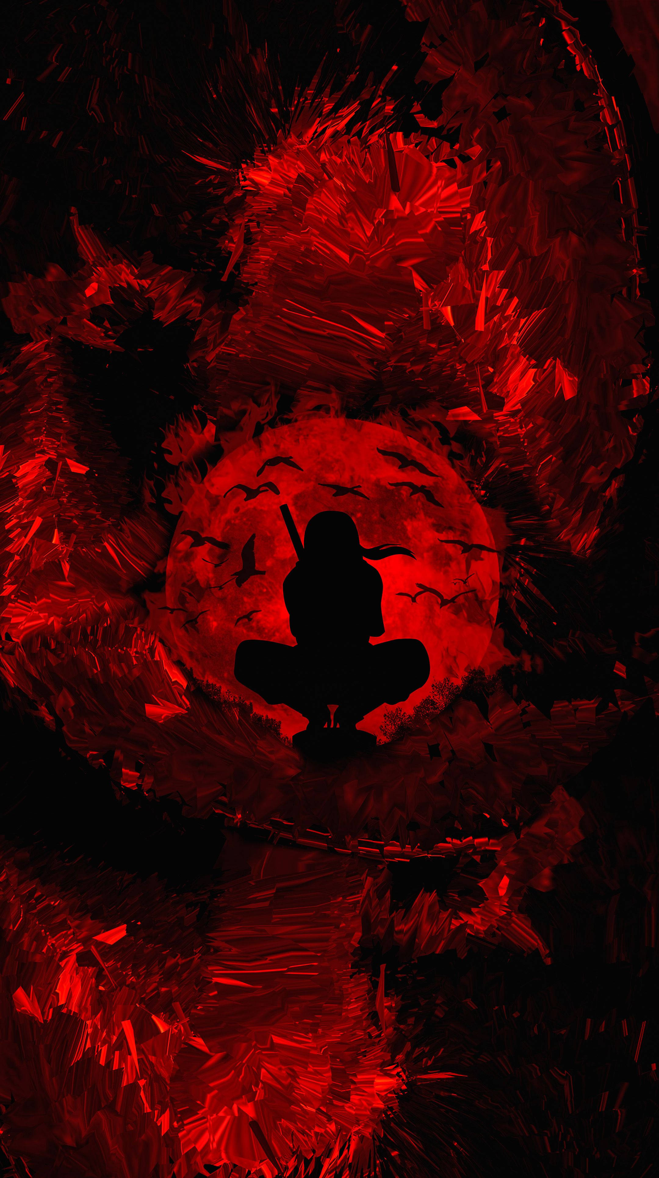 Itachi Telefon Uchiha Kırmızı Ay Duvar Kağıdı