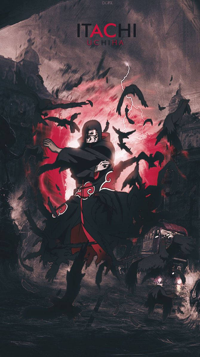 Itachi Uchiha iPhone Siyah Kargalarla Duvar Kağıdı