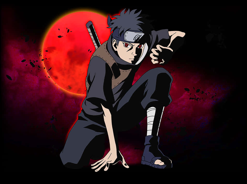 Itachi Uchiha Kırmızı Ay Arka Planı Duvar Kağıdı
