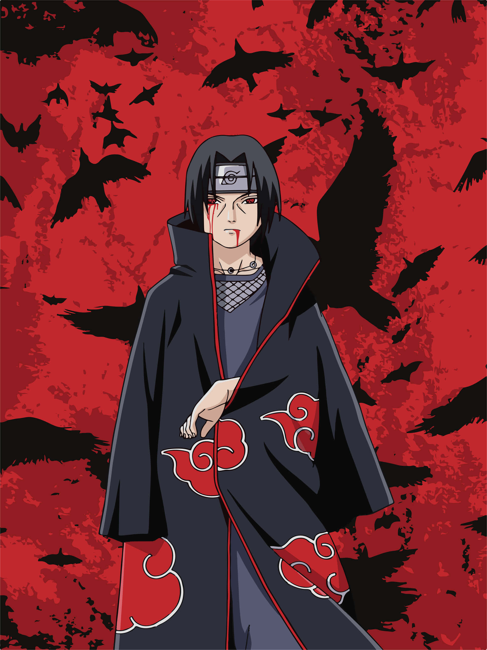 Itachi Uchiha Uçan Kargalar Resmi Duvar Kağıdı