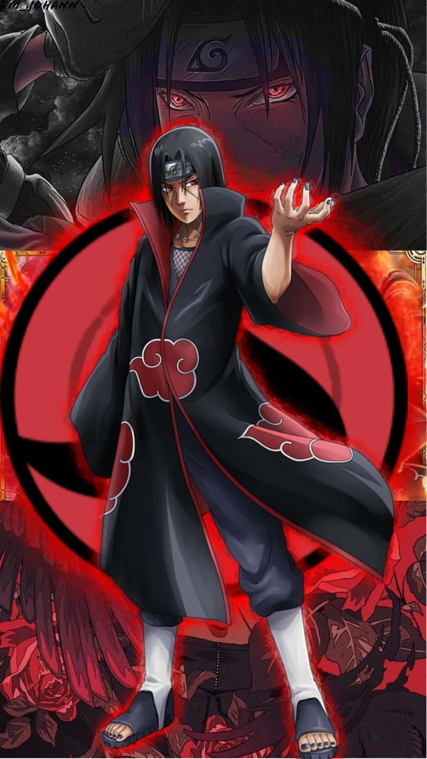 Itachi Uchiha Yuvarlak Şekil Arkalı Görsel Duvar Kağıdı