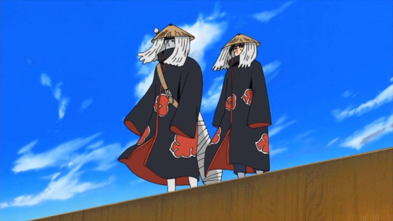 Itachi ve Kisame bir şelalenin üzerinde birbirlerini kovalıyor. Duvar Kağıdı