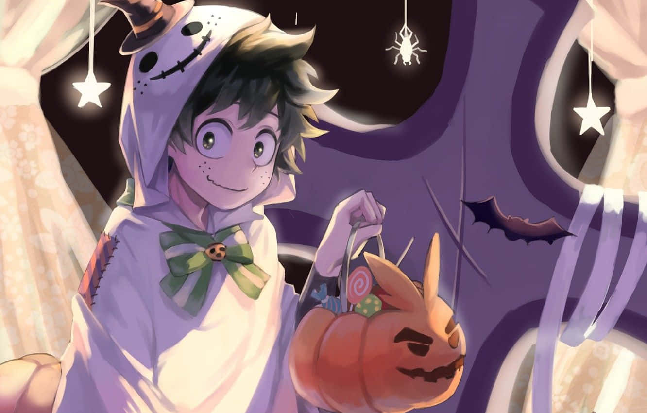 Izuku Midoriya My Hero Academia Cadılar Bayramı Hayalet Kostümü Duvar Kağıdı