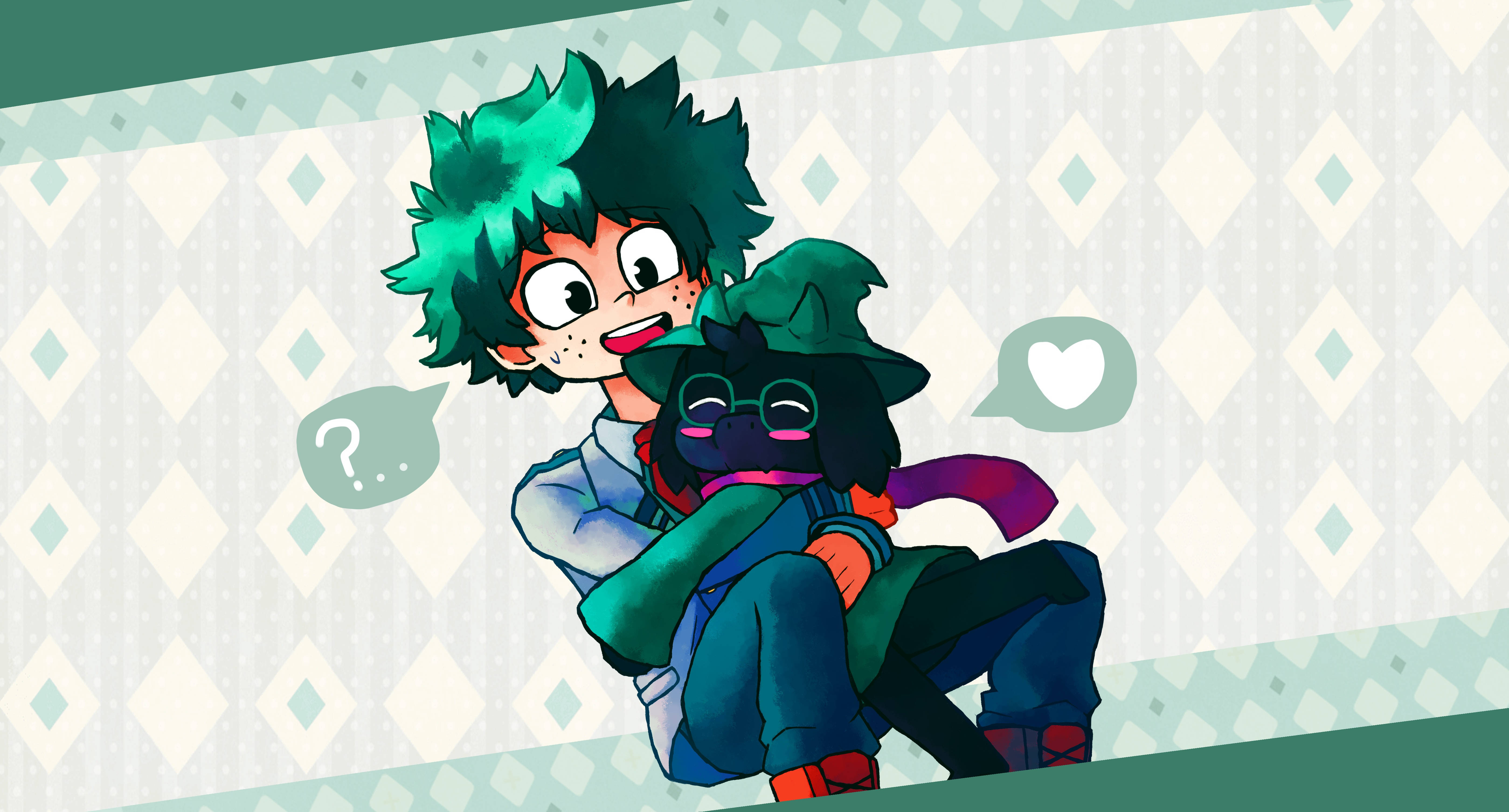 Izuku Midoriya'ya Sarılan 4K Duvar Kağıdı