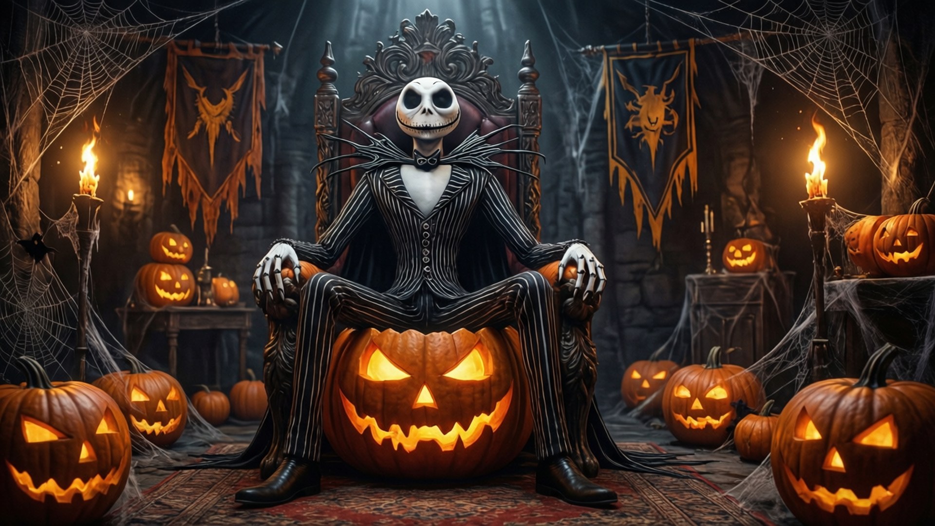 Jack Skellington'un Balkabağı Tahtı Duvar Kağıdı