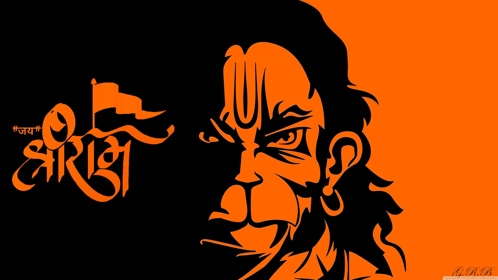 Jai Shree Ram HD Siyah Turuncu Yüz Duvar Kağıdı