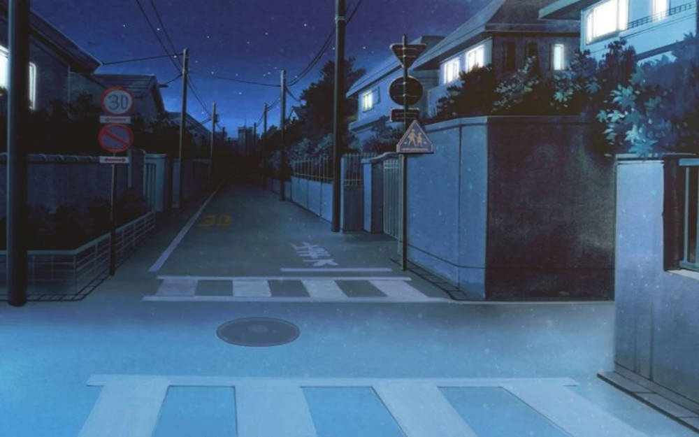Japon Anime Karanlık Sokak Gece Duvar Kağıdı