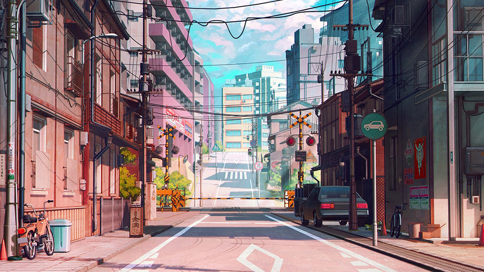 Japon Anime Şehir Sokağı Duvar Kağıdı