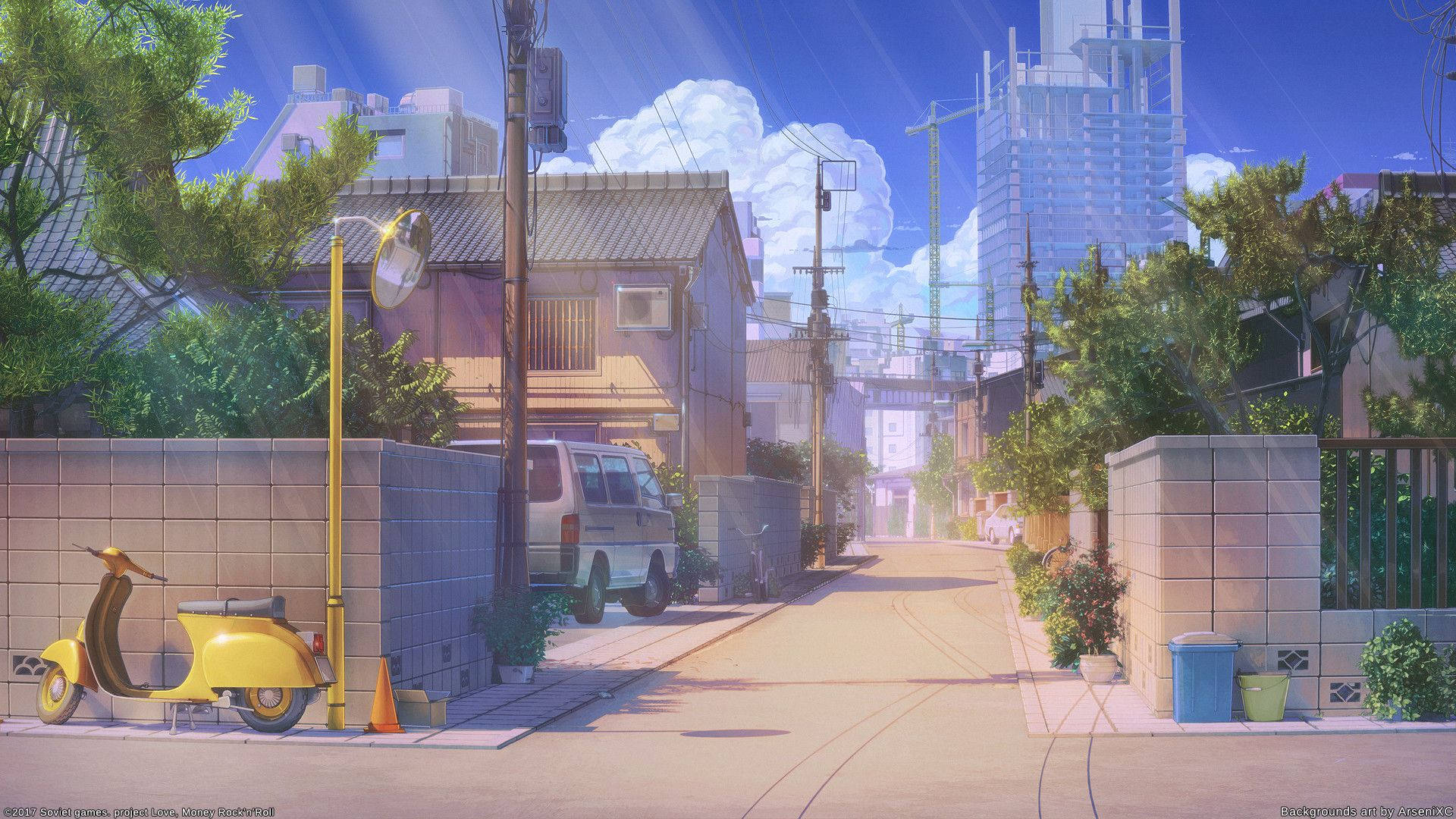 Japon Anime Sokağı Gündüz Vakti Duvar Kağıdı