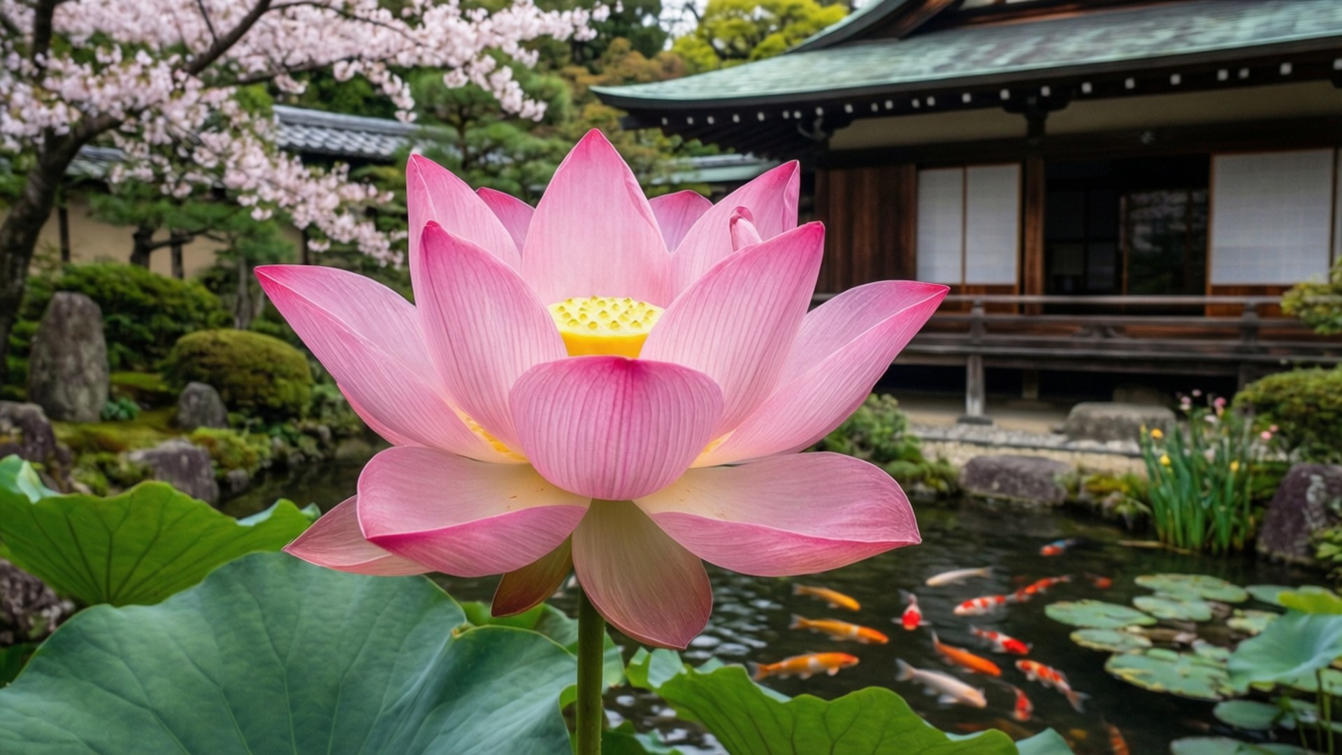 Japon Bahçesi Nilüferi Duvar Kağıdı
