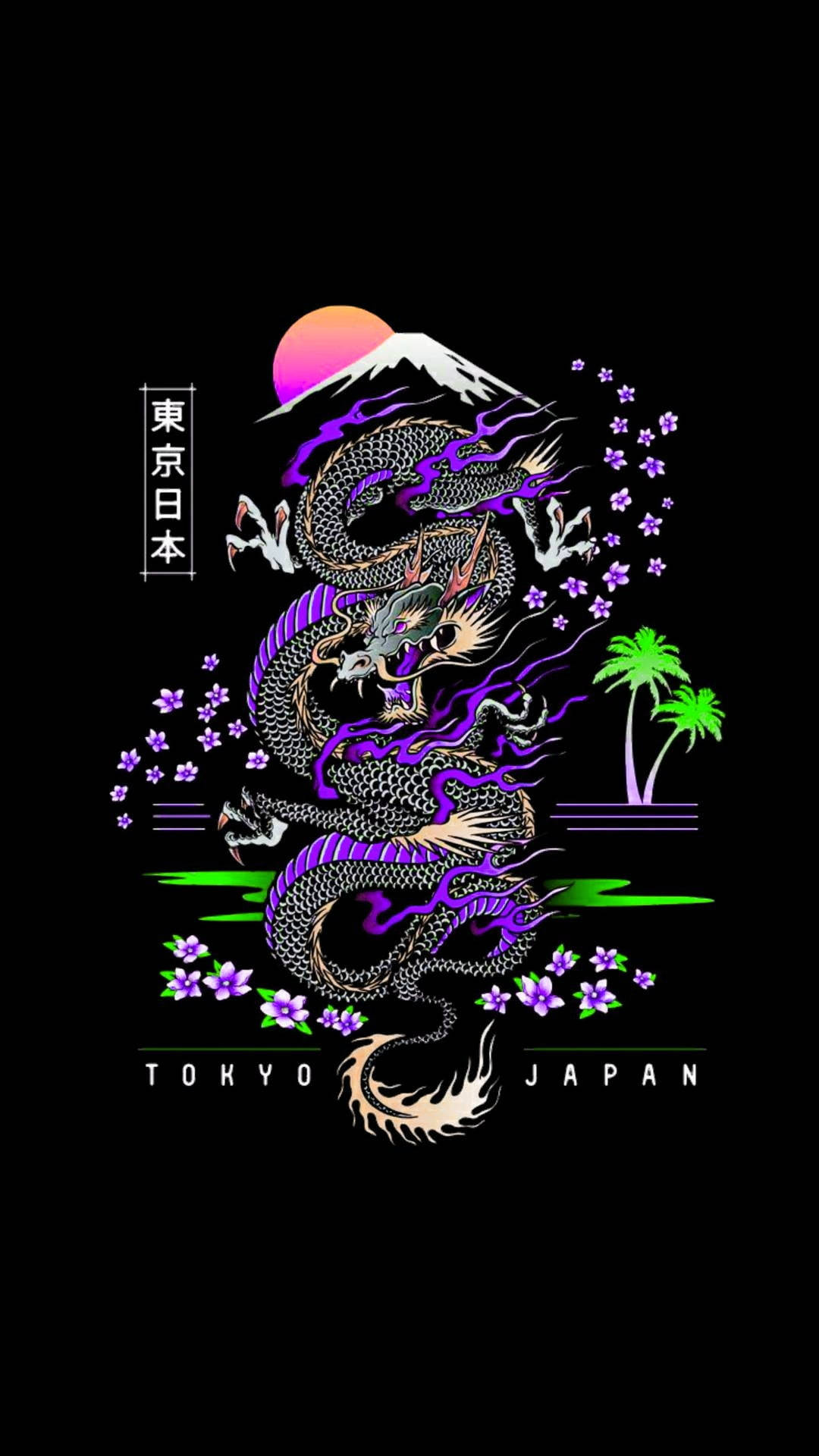 Japon Ejderha Sanatı ve Fuji Dağı Duvar Kağıdı