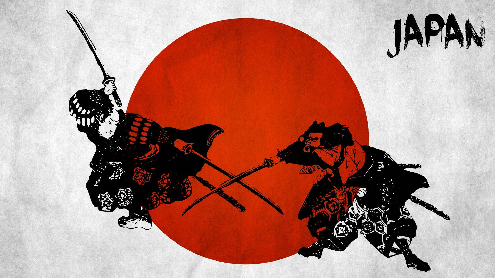 Japon Samuray Bayrağı Kılıç Dövüşü Duvar Kağıdı