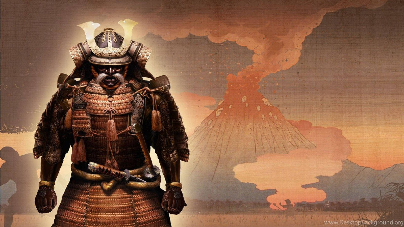 Japon Samuray Yanardağ Duvar Kağıdı