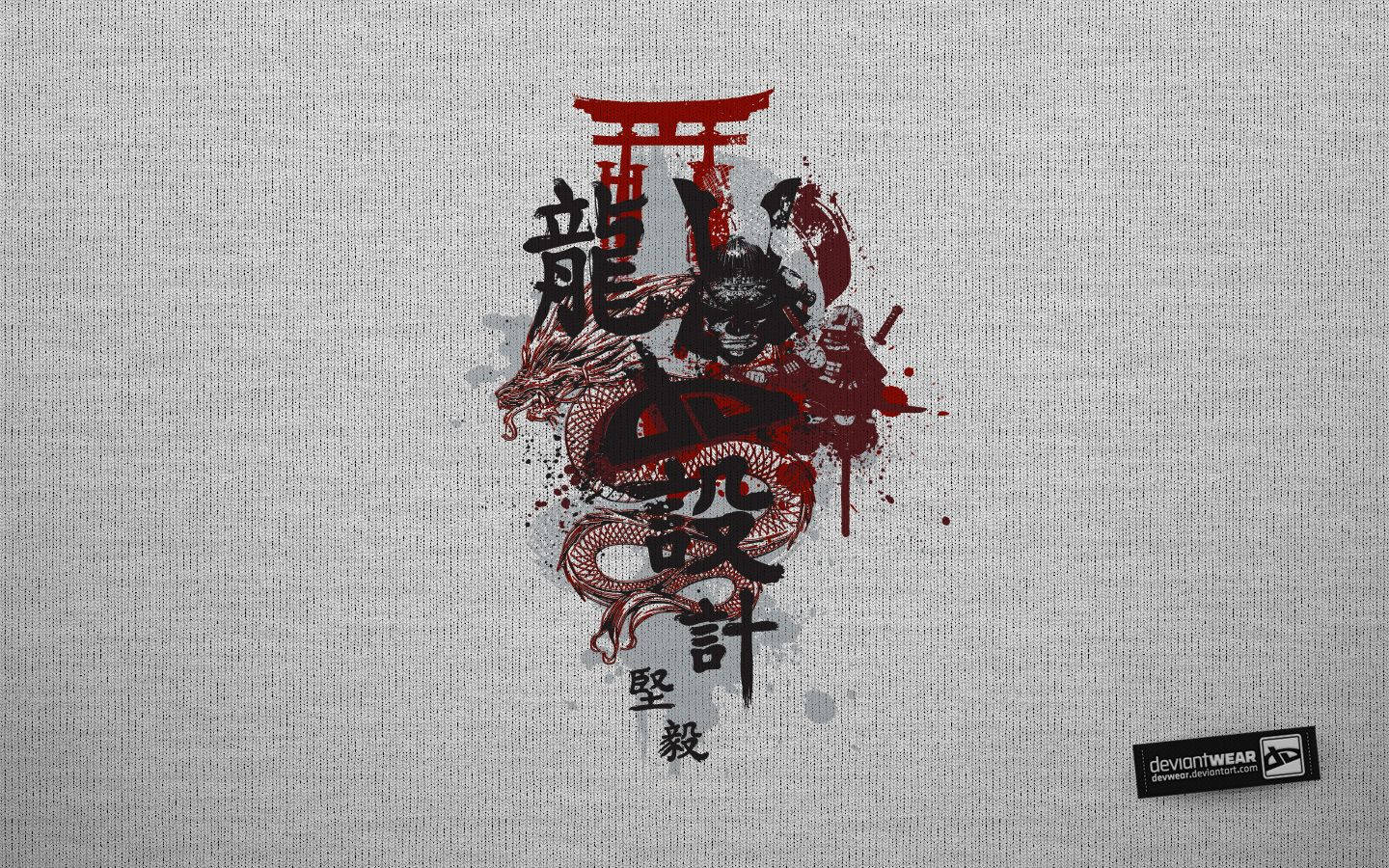 Japon Samurayı Ejderha ve Torii Duvar Kağıdı