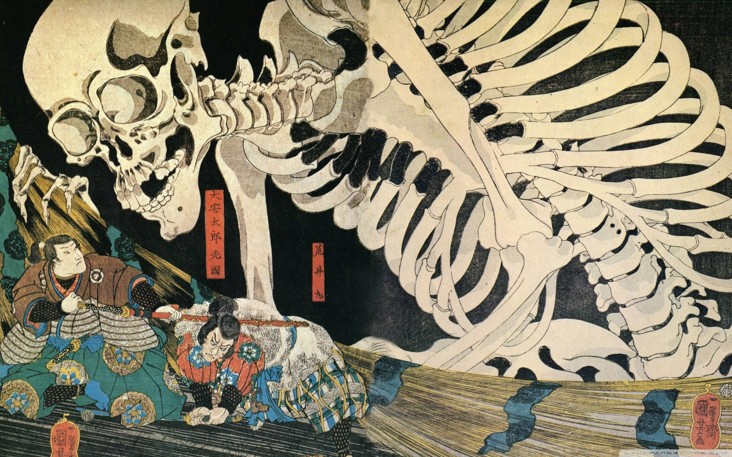 Japon Samurayı İskelete Karşı Duvar Kağıdı