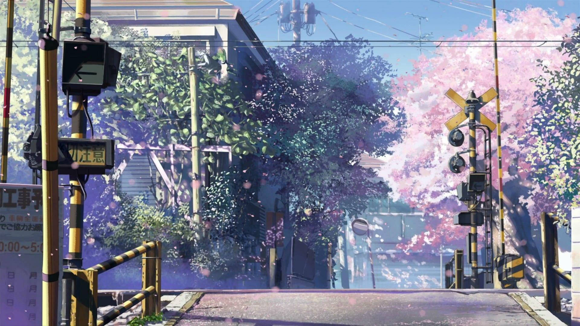Japon Şehri Anime Baharı Duvar Kağıdı