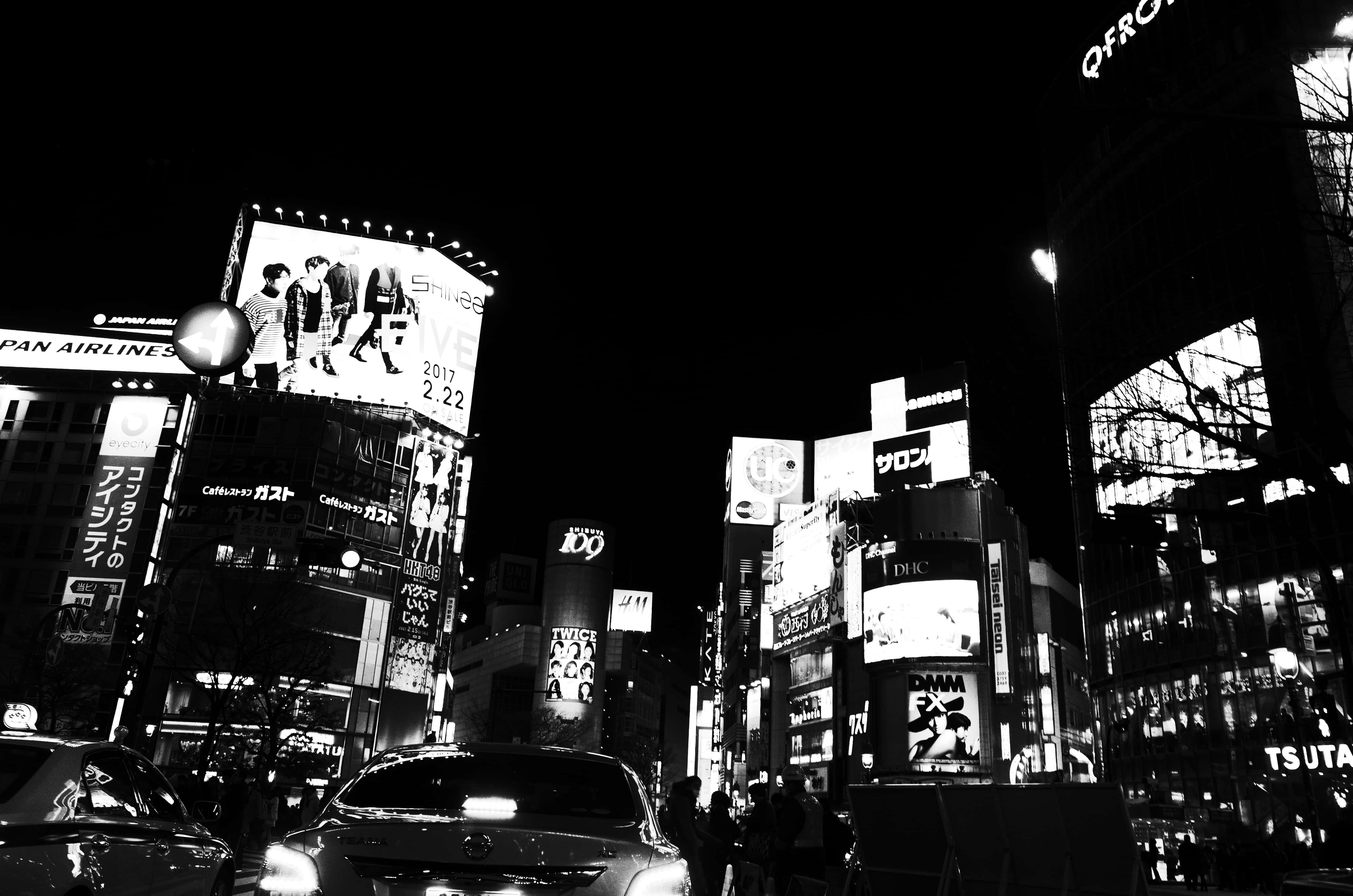 Japonya Siyah Beyaz Shibuya Duvar Kağıdı