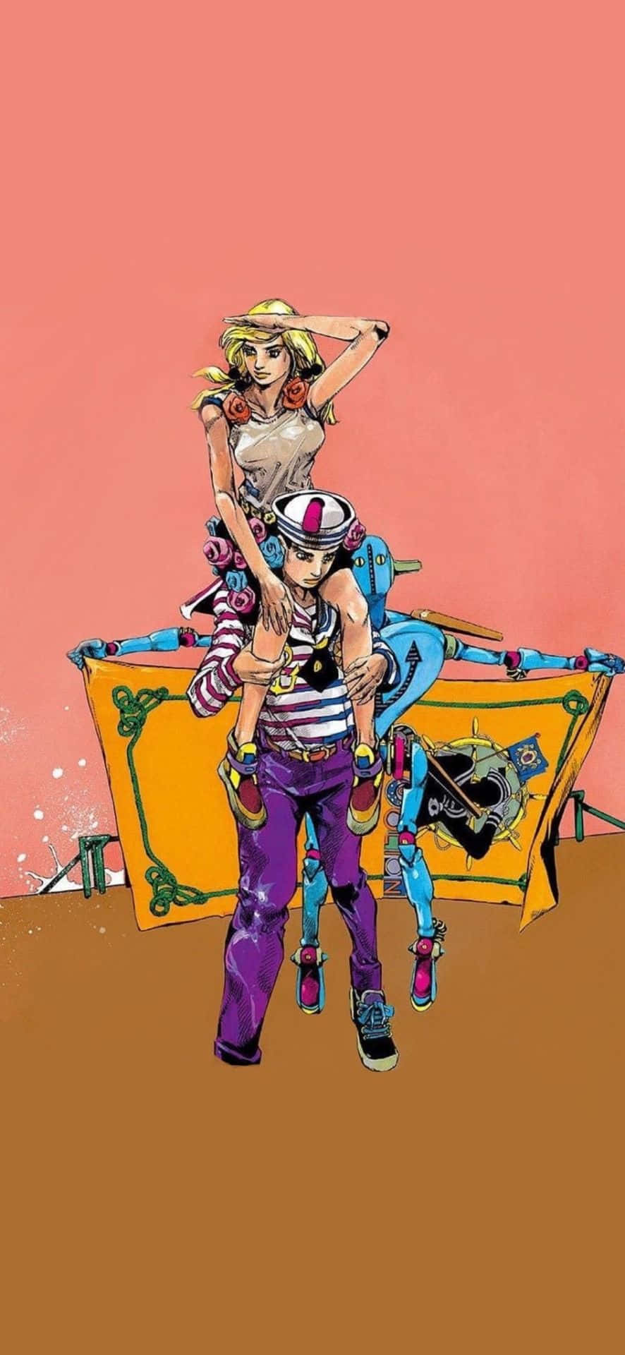 Jojo'nun Tuhaf Macerası iPhone Josuke ve Yasuho Duvar Kağıdı