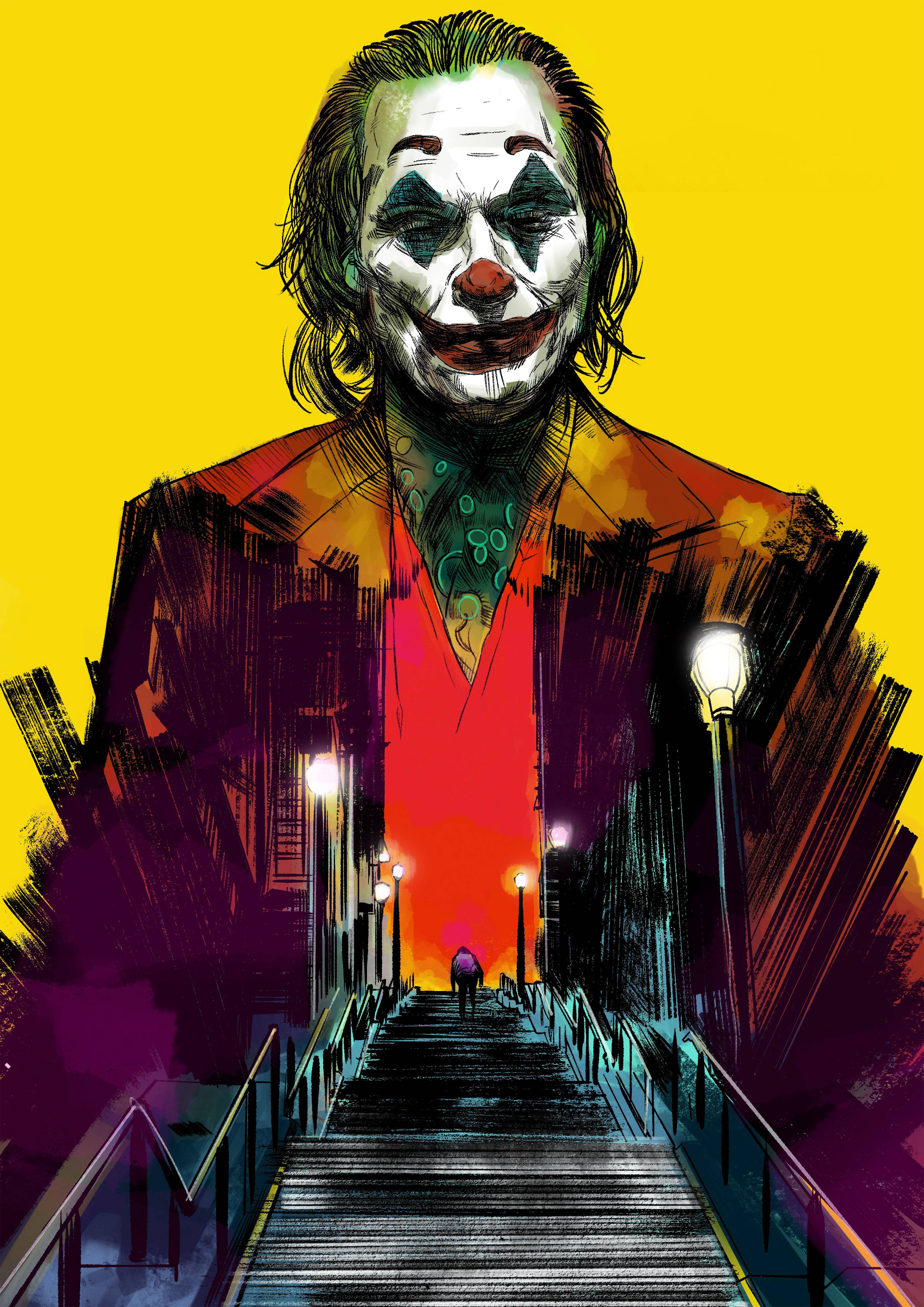 Joker 2019 Merdiven Sanatı Duvar Kağıdı