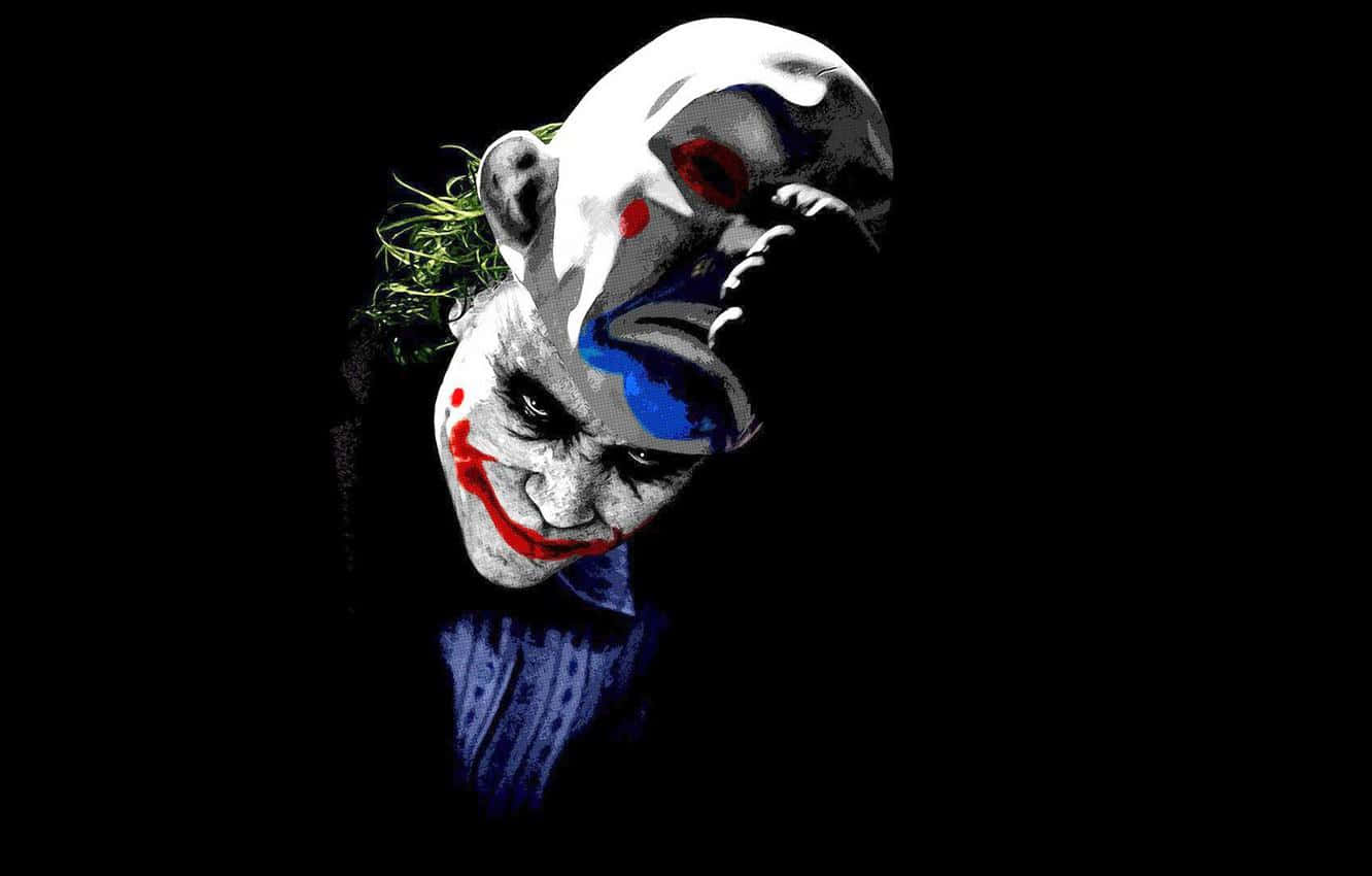 Joker Maskesi Takan Bir Adamın Ürkütücü Görüntüsü Duvar Kağıdı