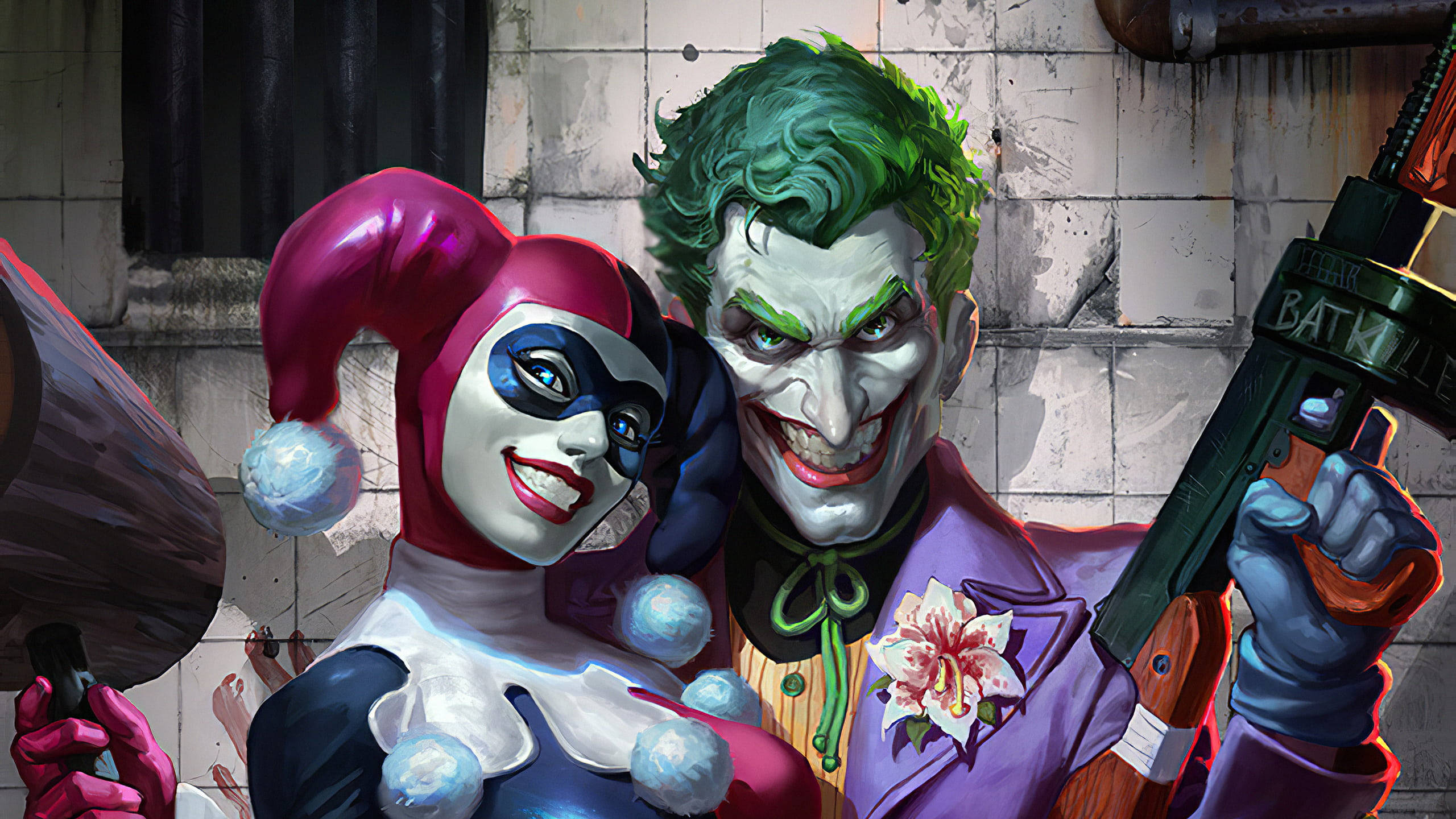 Joker ve Harley Quinn Silahlarla Duvar Kağıdı