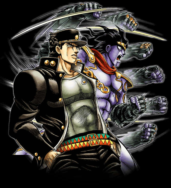 Jotaro ve Stand Çizimi Duvar Kağıdı