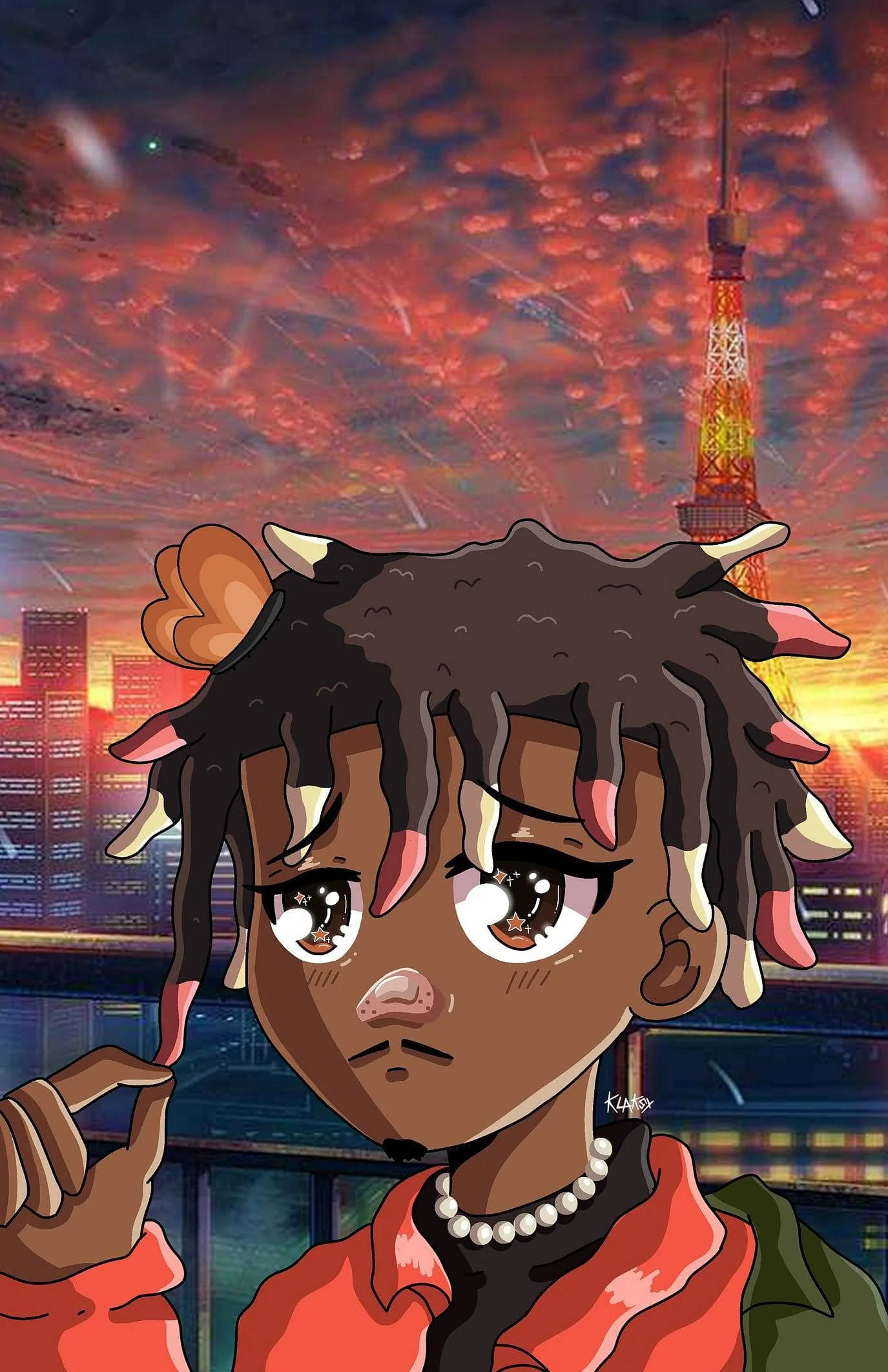 Juice Wrld Anime Gün Batımı Gökyüzüyle Duvar Kağıdı