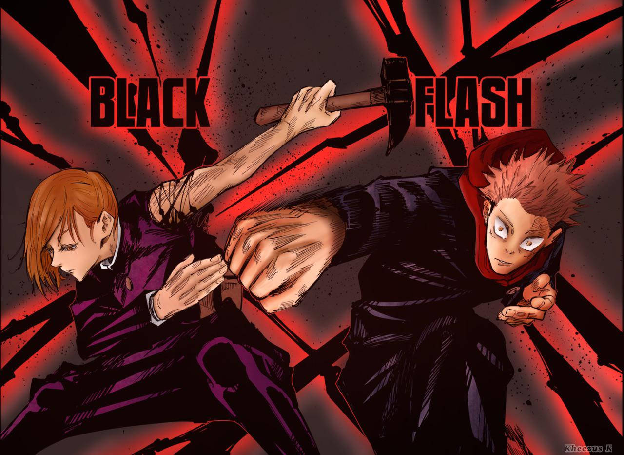 Jujutsu Kaisen - Çifte Kara Flaş Duvar Kağıdı