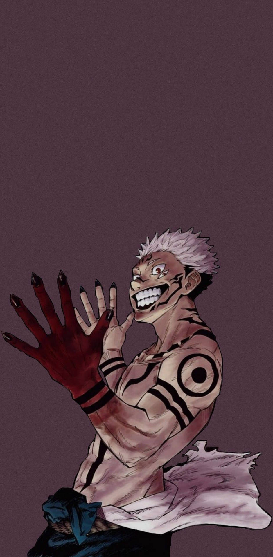 Jujutsu Kaisen anime duvar kağıdında gülümseyen Ryomen Sukuna