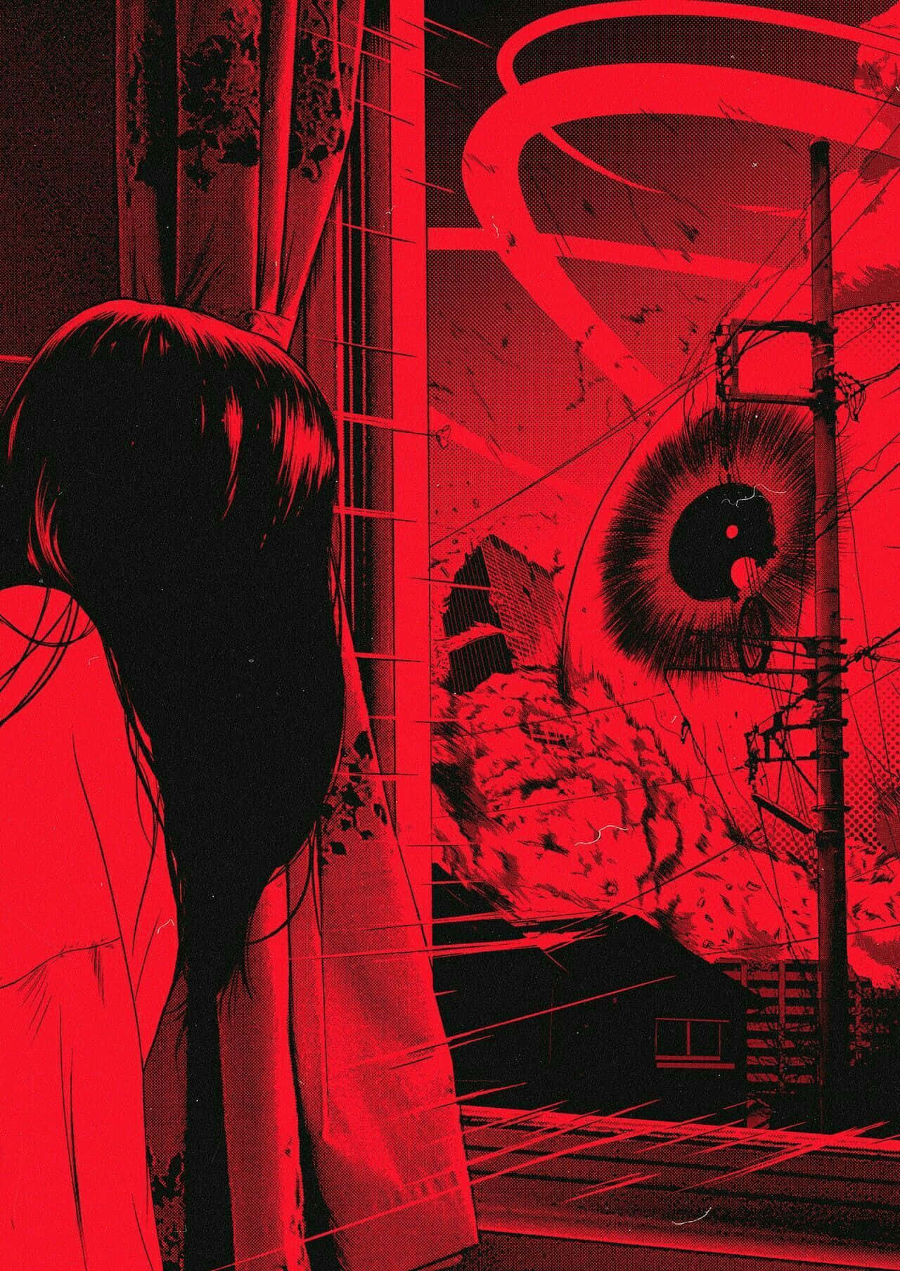 Junji Ito Kırmızı Anime Estetiği Duvar Kağıdı