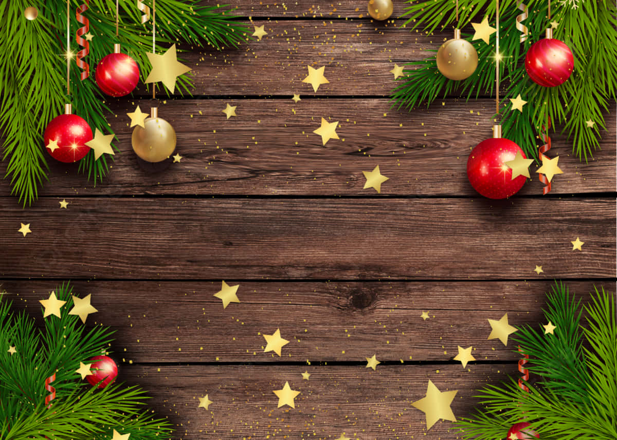 Kahverengi Rustik Ahşaplar ve Çerçeveli Noel Takımları Arka Planı Duvar Kağıdı