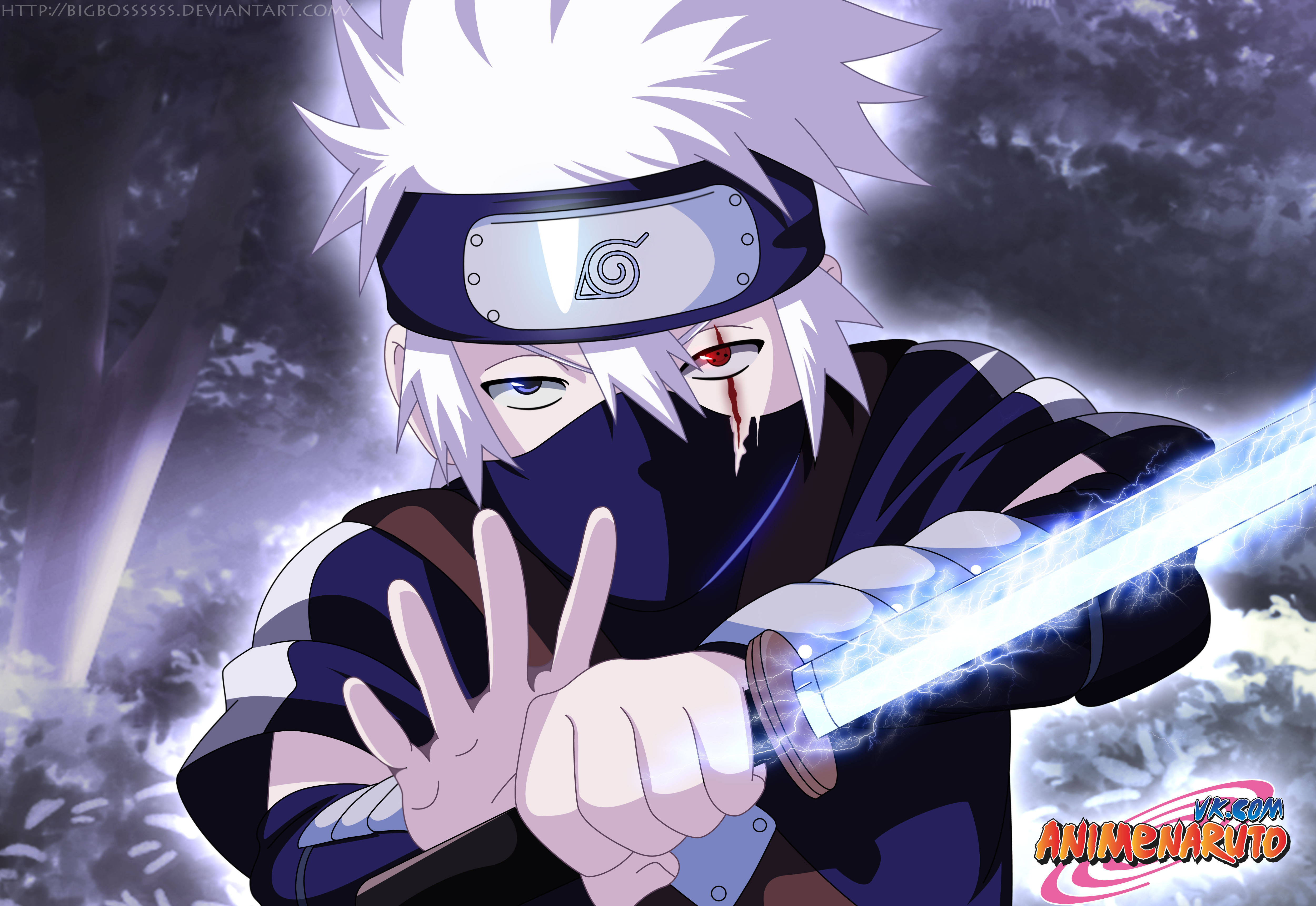 Kakashi 4K Beyaz Işık Çakra Kılıcı Duvar Kağıdı