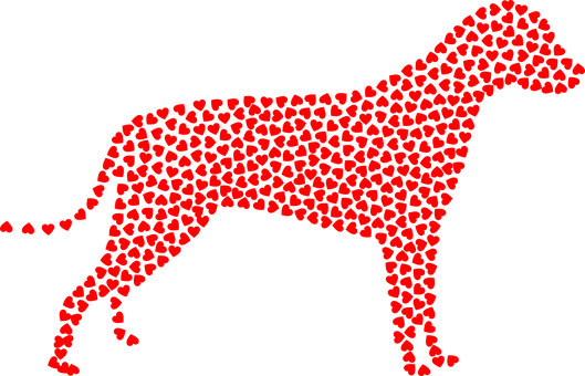 Kalp Şeklinde Köpek Silüeti Duvar Kağıdı