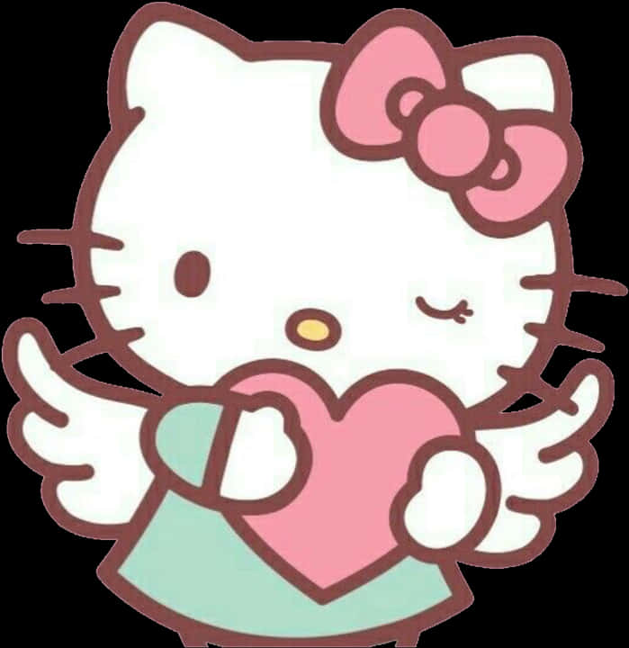 Kalp Tutan Hello Kitty Duvar Kağıdı