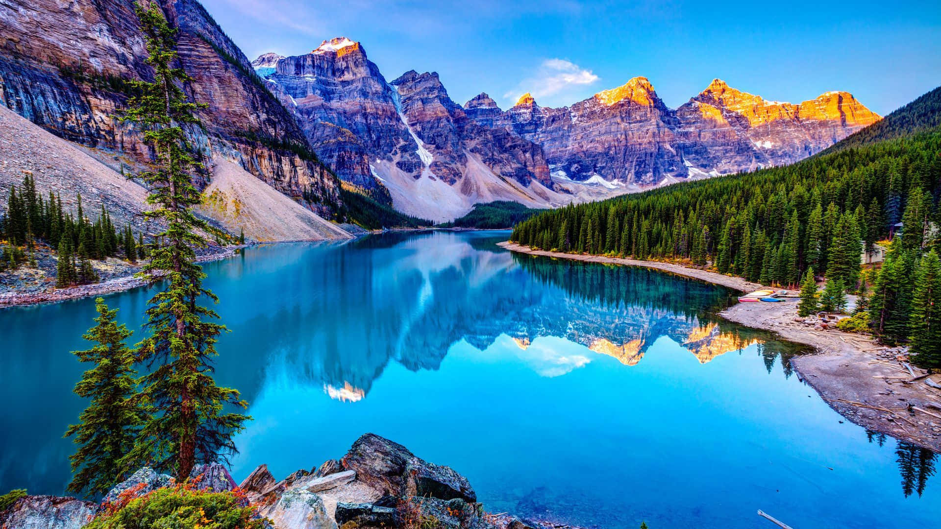 Kanada'daki Moraine Gölü HD Arka Plan Duvar Kağıdı