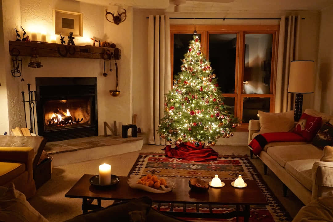 Kapalı Mekan Noel Ağacı Görseli Duvar Kağıdı