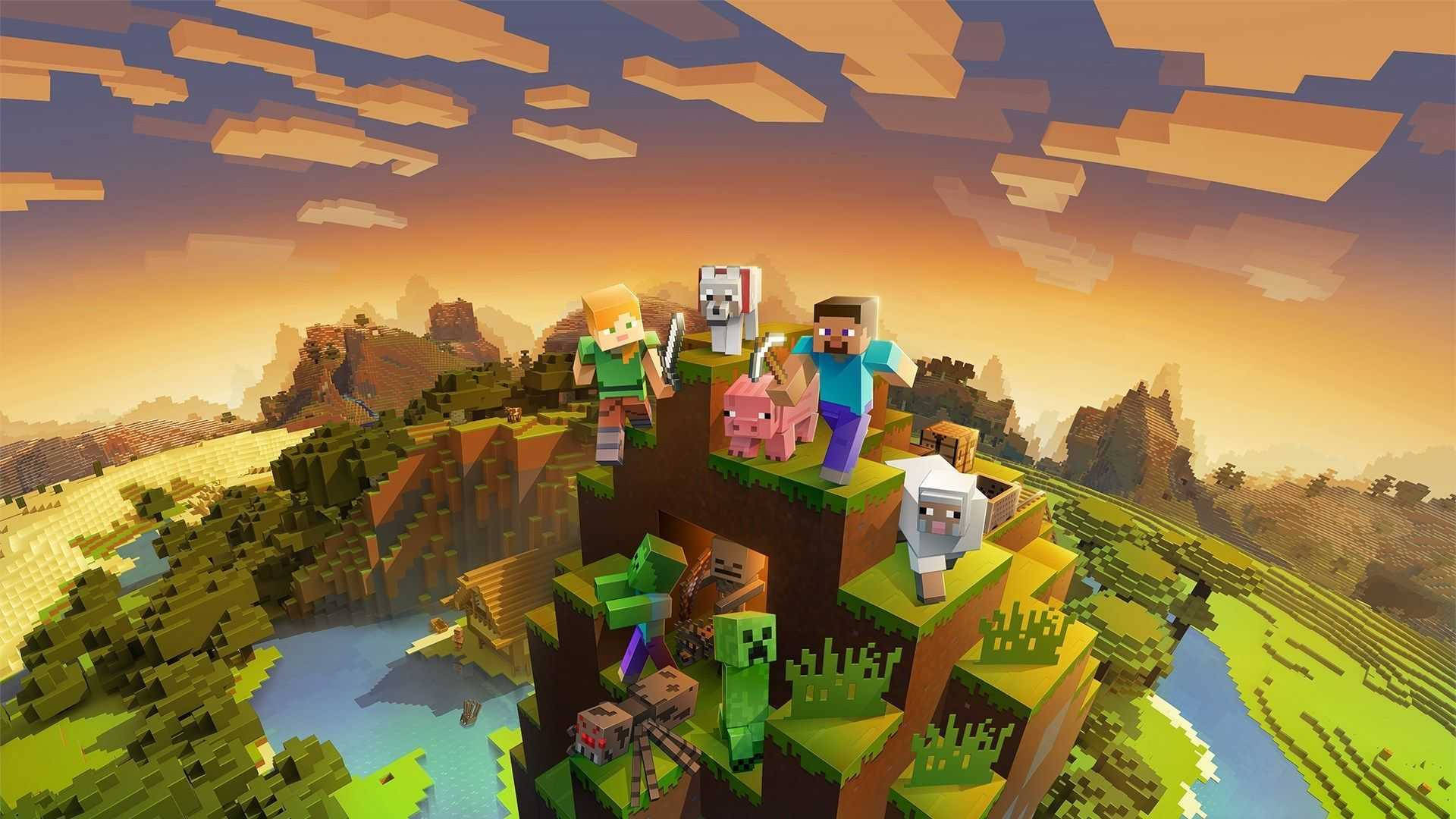Karakterler Dağda Minecraft HD Duvar Kağıdı