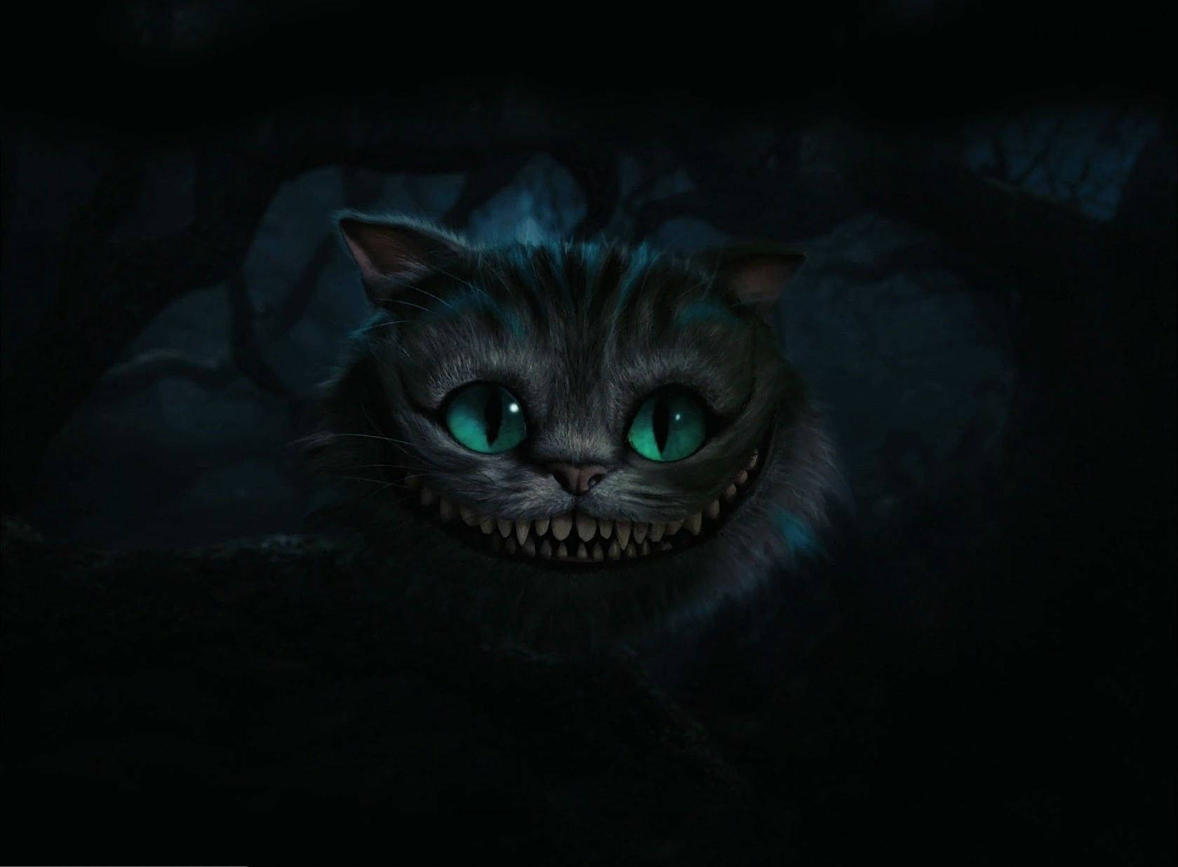 Karanlık Gizemli Cheshire Kedisi Alice Harikalar Diyarında Duvar Kağıdı