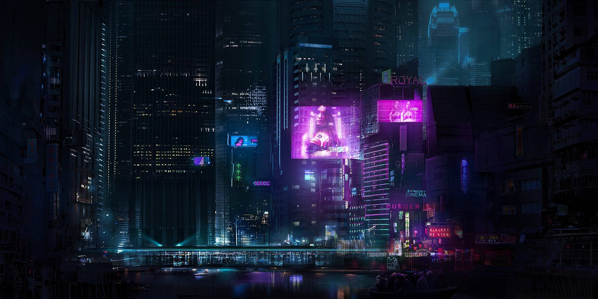 Karanlık Neon Şehir Duvar Kağıdı