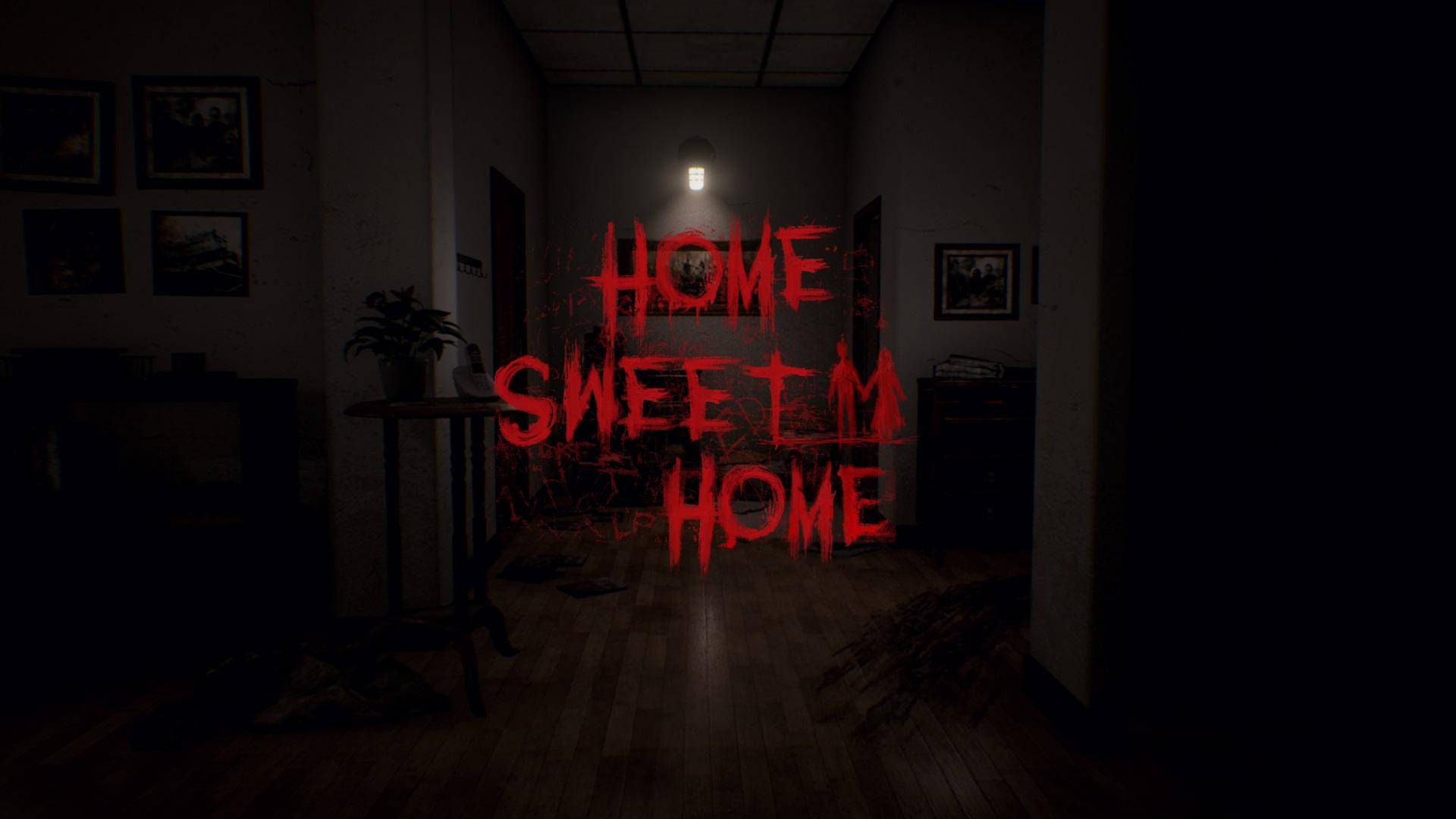Karanlık Odada Ürkütücü Home Sweet Home Duvar Kağıdı