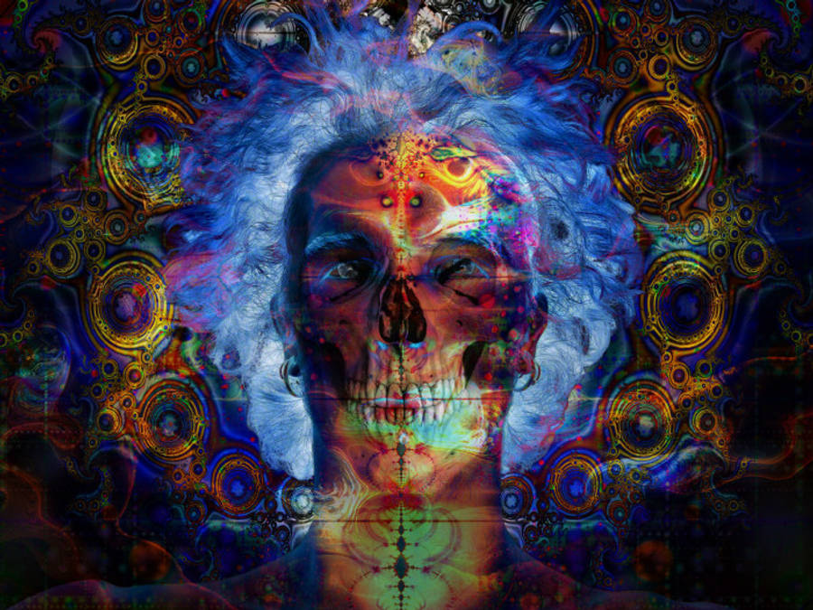 Karanlık Trippy Halka İskelet Duvar Kağıdı