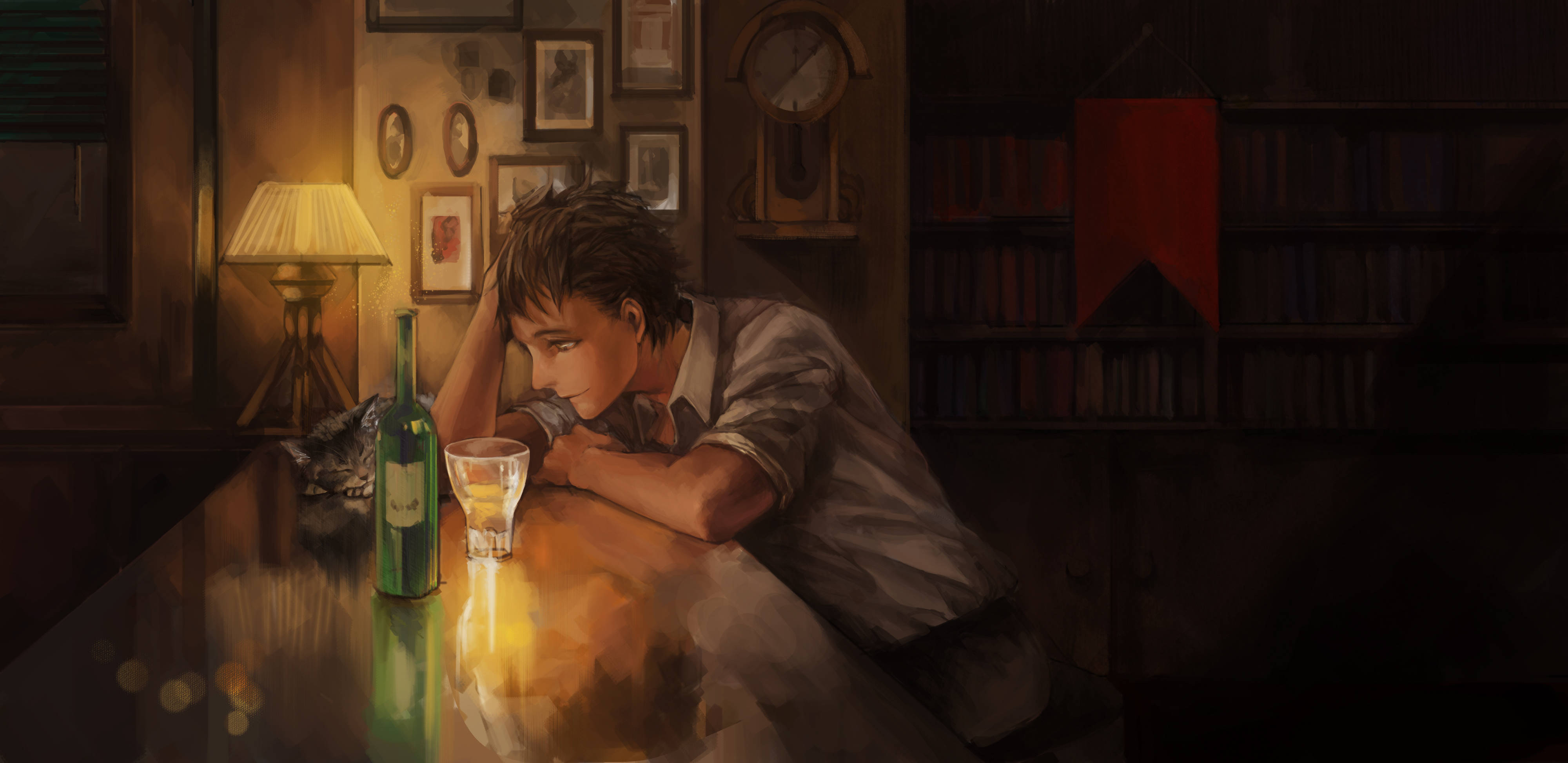 Karanlık Anime İçen Adam Duvar Kağıdı